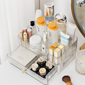 Caja de almacenamiento de cosméticos acrílica con cajones, organizador de maquillaje a prueba de polvo para el cuidado de la piel, soporte de escritorio para pinceles de lápiz labial - Product Image 2