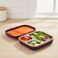 Boîte à lunch en acier inoxydable à 3 compartiments de 800 ml, conforme aux normes FDA LFGS, sans BPA, pour étudiants, micro-ondable, étanche, pour pique-nique, salade de fruits