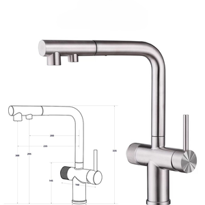 Robinet de cuisine monocommande moderne en acier inoxydable chromé, à montage sur plan, eau froide, mitigeur monotrou, cartouche céramique - Product Image 5