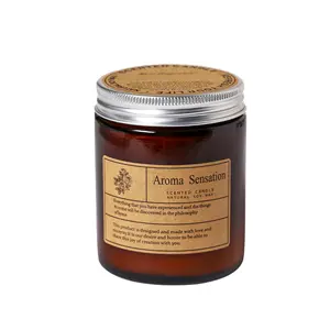 UK Hot-selling Scented Candle with Private Logo Amber Glass Jar Candle