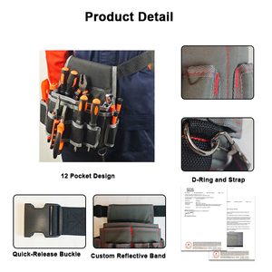 Sacs à outils en cuir personnalisables de haute qualité pour électriciens, avec plusieurs poches, robustes, pour le rangement des outils d'artisanat, vente en gros - Product Image 3