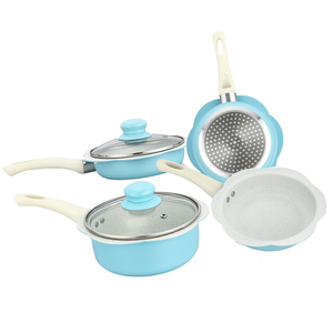 Juego de utensilios de cocina antiadherentes con borde de flores, conjunto de utensilios de cocina de lujo, organización de ollas y sartenes - Product Image 1