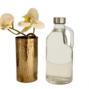 Pot de fleurs cylindrique en métal martelé doré moderne pour la décoration intérieure - Product Image 2