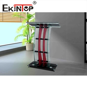 โต๊ะประชาสัมพันธ์อะคริลิคทันสมัย Ekintop พร้อมแท่นวางเอกสารกระจกสีทอง สำหรับโบสถ์ งานแต่งงาน โรงแรม งานอีเว้นท์ และเวที - Product Image 3