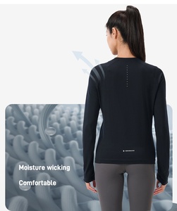 Maglietta Sportiva da <span class=keywords><strong>Donna</strong></span> PELLIOT Serie P Antibatterica <span class=keywords><strong>Calda</strong></span> e Delicata sulla Pelle <span class=keywords><strong>Maglia</strong></span> Interna a Maniche Lunghe 87% Lana - Product Image 4