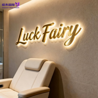 Enseigne personnalisée en acier inoxydable avec rétroéclairage LED, enseigne murale avec logo d'entreprise illuminé par halo pour la décoration de bureau, de boutique ou de commerce