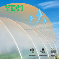 Film de serre jaune HELIO 200 microns, résistant aux UV, en HDPE, anti-goutte, anti-brouillard, film agricole moulé par soufflage en rouleau pour tunnels