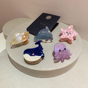 Petites pinces à cheveux en acrylique <span class=keywords><strong>de</strong></span> la série Ocean, pinces à cheveux mignonnes en forme <span class=keywords><strong>de</strong></span> baleine, d'étoile <span class=keywords><strong>de</strong></span> mer, <span class=keywords><strong>de</strong></span> <span class=keywords><strong>crabe</strong></span>, <span class=keywords><strong>de</strong></span> dessin animé pour les franges latérales - Product Image 2