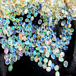 Natural Ethiopian Opal 3mm Round Cabochon Gemstone CMA Certified Multi Fire Color Play for Jewelry Making Indian Supplier - Product Image 1