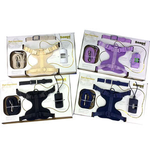 Venta al por mayor de fábrica diseñadores de logotipo personalizado púrpura PVC suave caza impermeable pequeño perro mascota collar y correa arnés conjunto - Product Image 5