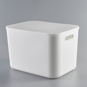 Plastic Storage Bins Rectangle With Lid For Clothing Toy Snack Organizer White Solid Color Standing Type - Product Image 2