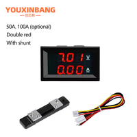 DC0 - 100V/10A 50A 100A LED DC Medidor de corriente y voltaje digital de doble pantalla Cabezal de medidor digital
