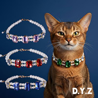 Collier pour chat en perles, collier pour animal de compagnie en strass, accessoires de costume de luxe pour chat