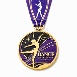 Médaille de Danse Personnalisée en Alliage de Zinc 3D Colorée avec Ruban pour Compétitions de Danse de Salon, Latine et Ballet - Vente en Gros - Product Image 2
