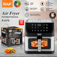 Friteuse à air RAF 10L 1800W avec écran tactile et fenêtre visible, air chaud à 360° pour poulet, pizza, frites, cuisine domestique