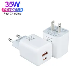 CE 하이 퀄리티 35W PD USB 타입 C 벽 충전기 듀얼 포트 USB-C 전원 어댑터 GaN 고속 충전기 애플 아이폰 14 15 프로 맥스