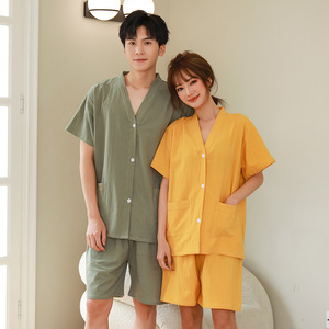 Traje de sauna de estilo japonés, camisa sin espalda de algodón puro, ropa de dormir para parejas, tallas grandes XL 2XL 3XL 4XL 5XL 6XL - Product Image 3