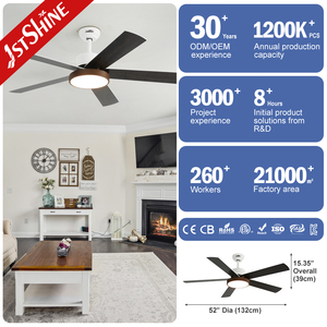 Kipas langit-langit LED 52 inci, kipas langit-langit OEM Dekorasi pisau MDF dengan remote kontrol dan pencahayaan 1stshine - Product Image 3
