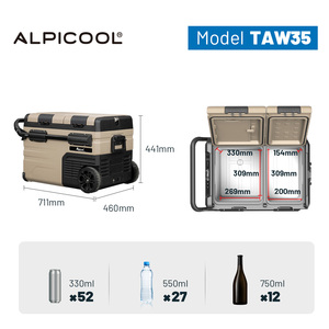 TAW45-refrigerador portátil mini para coche, control electrónico, <span class=keywords><strong>ruedas</strong></span> y mango, 12v dc, compresor de doble zona para acampada - Product Image 5