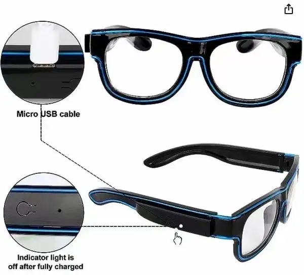 최고의 판매 재사용 EL Led 안경 유리 LED 빛