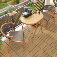 Ensemble table et 2 chaises de balcon en aluminium moderne pour appartement, hôtel et salon, utilisation extérieure, meubles de jardin durables et imperméables