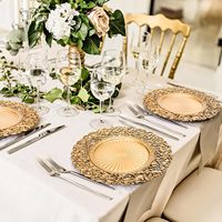 Assiettes de présentation dorées, assiettes de service décoratives à fleurs évidées pour table, restauration, mariage, fête, événement