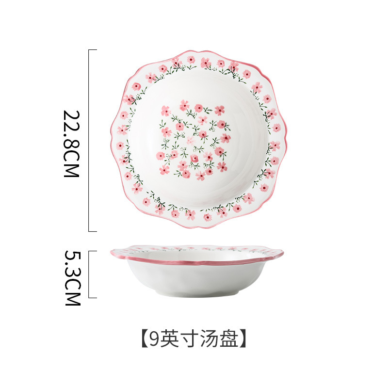 Plato rosa intenso de borde ancho de 8,9 pulgadas