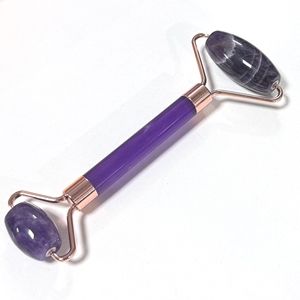 100% Natural Crystal Face Lifting Anti Puffiness Amethyst Face <b>Massager</b> Jade Roller and Gua Sha <b>Set</b> - Product Image 1