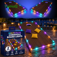 Jeu de Cornhole YumuQ personnalisé en MDF avec lumières LED et 8 sacs de haricots, ensemble de jeu de lancer de sacs de haricots avec cadre en pin de qualité supérieure pour la nuit