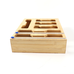 Bamboo plastic wrap cutter drawer food storage bag with cutter storage box wall-mounted aluminum <b>foil</b> cutter storage box - Product Image 2