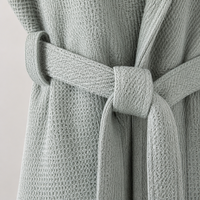 Peignoir en coton gaufré 100 % personnalisé avec logo, blanc, unisexe, pour hôtel et spa, doux, absorbant, respirant, à capuche