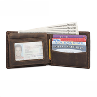 Dompet Kulit Asli Lapisan Atas, Kulit Crazy Horse, Anti-scan RFID, Model Horizontal, Dompet Slot Multi-Kartu