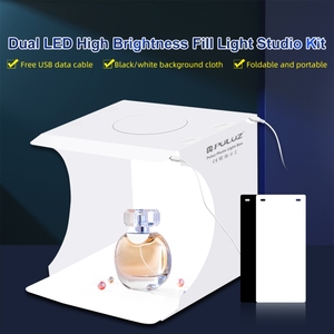 Puluz 20Cm Mini Professionele Fotostudio Lichtbak Inclusief 2 Led Panelen Opvouwbare Draagbare Met 2 Kleuren Achtergronden - Product Image 2