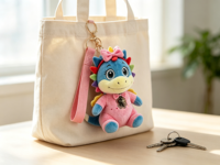 Porte-clés en peluche dinosaure mignon, jouet en peluche doux en coton, taille personnalisée pour pendentif de sac à dos, cadeau d'anniversaire
