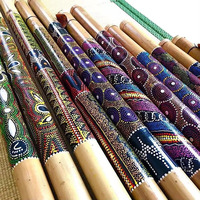 Natural Bamboo Painted Rain Stick Musical Instrument Rainstick for Sound Healing Meditation Yoga Percussion Therapy