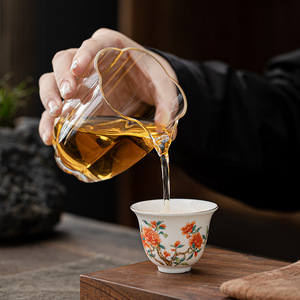 Tasse à thé en jade suédé, douze fleurs, tasse à thé de dégustation dorée, tasse à thé pour usage personnel, maître du thé Kung Fu, ensemble de thé à domicile, céramique, nouveau style chinois - Product Image 4