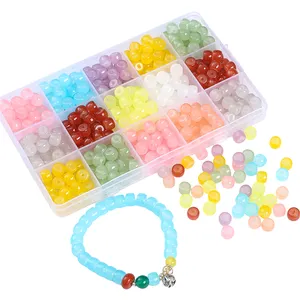 Wholesale 8x6MM 30pcs Candy Color DIY Bucket Loose Spacer Imitate Jade Glass Beads for Handmade Jewelry Findings Making