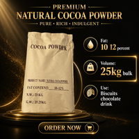 Poudre de cacao naturelle 10-12% de matières grasses, poudre brune pour la pâtisserie et la production de chocolat