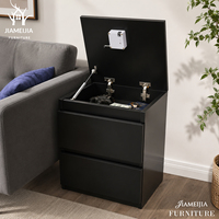 Armoire latérale noire multifonctionnelle avec plateau relevable hydraulique et coffre-fort – Prix direct usine pour projets d'appartements