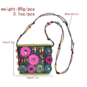 Piccola borsa di perle di legno fiore per portafogli da ragazza, borse a tracolla, borse per carte - Product Image 3
