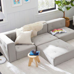 Modular <b>Living</b> <b>Room</b> <b>Sofa</b> Linen Fabric Foam Filled Square Shape Childrens Stool - Product Image 4