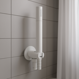 Juego de Ducha Redondo Minimalista Blanco Mate de 15.9 cm de Largo para Baño - Product Image 3