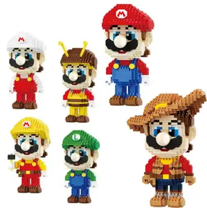 Game Collection Assembled Super Bros Engineer Chef Mini Bricks Gentleman Kids Cartoon Super Mario Building Blocks Figures Toy