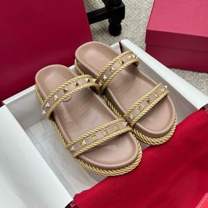 Sandalias de Lujo de Marca de Diseño Nuevo 2025, Sandalias de Cuero Genuino con Tejido, Elevación Interior, Antideslizantes para Mujer - Product Image 2