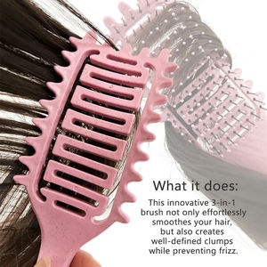 Brosse à <span class=keywords><strong>cheveux</strong></span> en silicone avec paille de blé et peigne démêlant à dents larges brosse à shampoing pour <span class=keywords><strong>cheveux</strong></span> <span class=keywords><strong>bouclés</strong></span> secs et humides logo personnalisé - Product Image 3