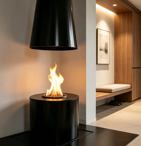 Caminetto Sospeso in Acciaio dal Design Moderno con Fiamma Reale Decorativa per Soggiorno di Villa - Garanzia di 5 Anni - Product Image 4