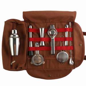 2025 Top Selling New Denim Blue Bartending Bag Bartender Tool Set <b>Rolling</b> Roll up Travel Bartender <b>Kit</b> Bag - Product Image 4