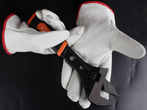 ถุงมือทํางานหนัง Cowhide ทนทานสําหรับงานหนักถุงมือขับรถป้องกันการตัดรถบรรทุกขับรถคลังสินค้าสวนมีขนาด XL XS - Product Image 6