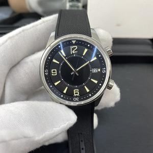 Reloj de Hombre de Alta Gama con Bisel Giratorio Interno, Visualización de Fecha, Cristal de Zafiro, Caja de Acero Inoxidable, Esfera Negra y Correa de Goma - Product Image 1