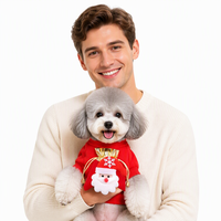 Sweat-shirt d'hiver écologique pour chien avec applique 3D Père Noël et renne Rudolph - Matière coton et polyester - Festif pour Halloween